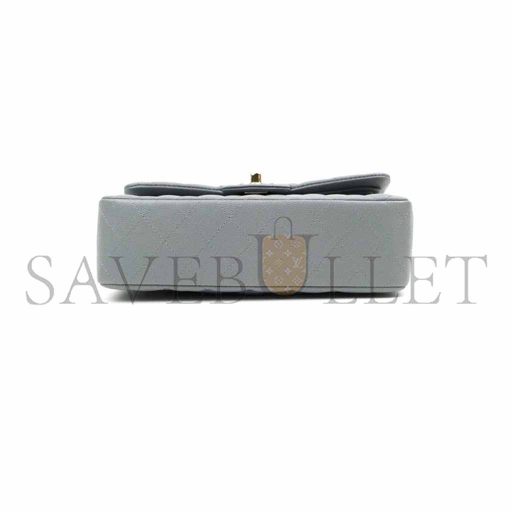 Ch*el classic small flap grey caviar light gold hardware a37586 (23*14.5*6cm)